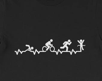 Nadar, bicicleta, correr y hecho en un latido del corazón! Camisa de triatlón