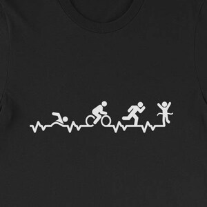 Schwimmen, Fahrrad, laufen und fertig in einem Herzschlag! Triathlon Shirt