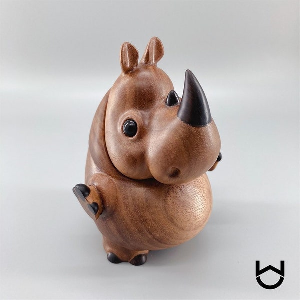 Nashorn aus Holz/Handgemachtes Geschenk/Heimdekoration