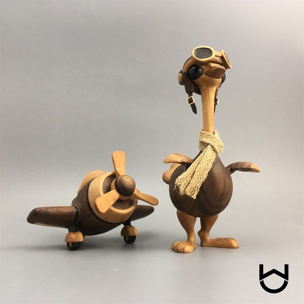 Wooden ostrich /Handmade gift /Home decoration