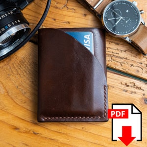Template patron PDF pour porte-cartes en cuir simple - 3 rangements parfait pour débutants ou création rapide