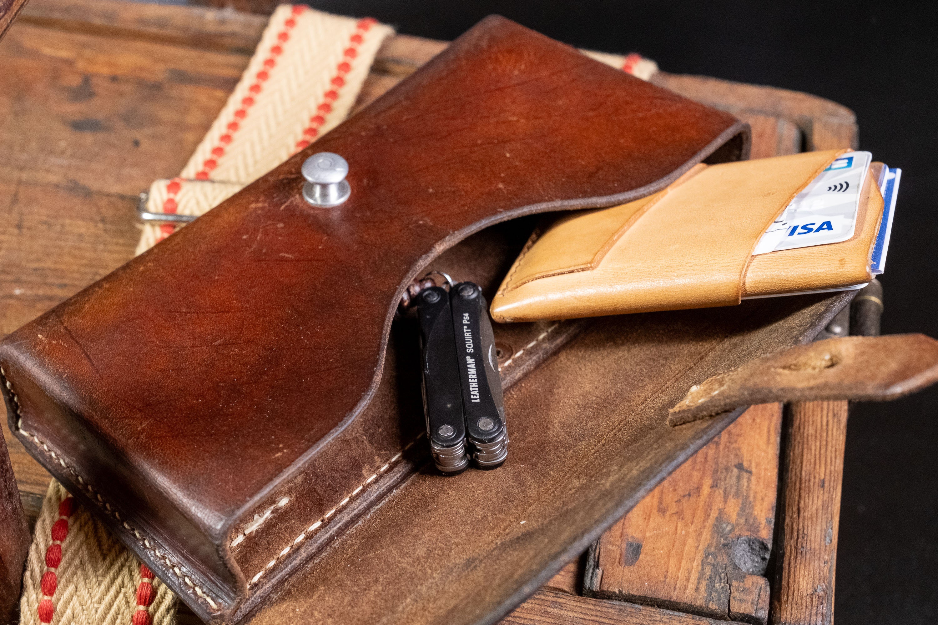 Unique Clutch-bag Vintage Swiss Army Leather Ammunition Pouch