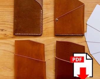 Patron PDF pour 4 porte cartes simples - 1 pièce de cuir parfait pour débutants