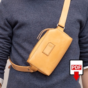 PDF-Vorlage für eine Umhängetasche aus Leder zum Herunterladen mit vollständiger Anleitung / DIY