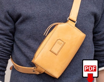 Leather sling bag PDF template to download with full instructions / DIY