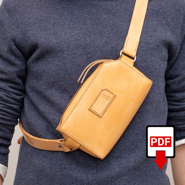 Leather sling bag PDF template to download with full instructions / DIY