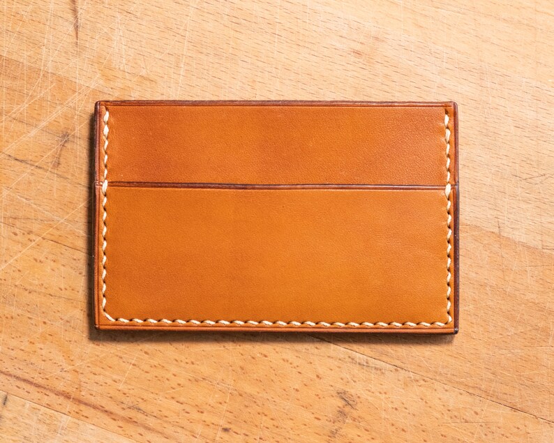 Horizontal EDC Leather Card Holder Vegtan Leather in Brown Etsy