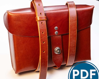 PDF template for vintage Swiss army leather cross-body bag