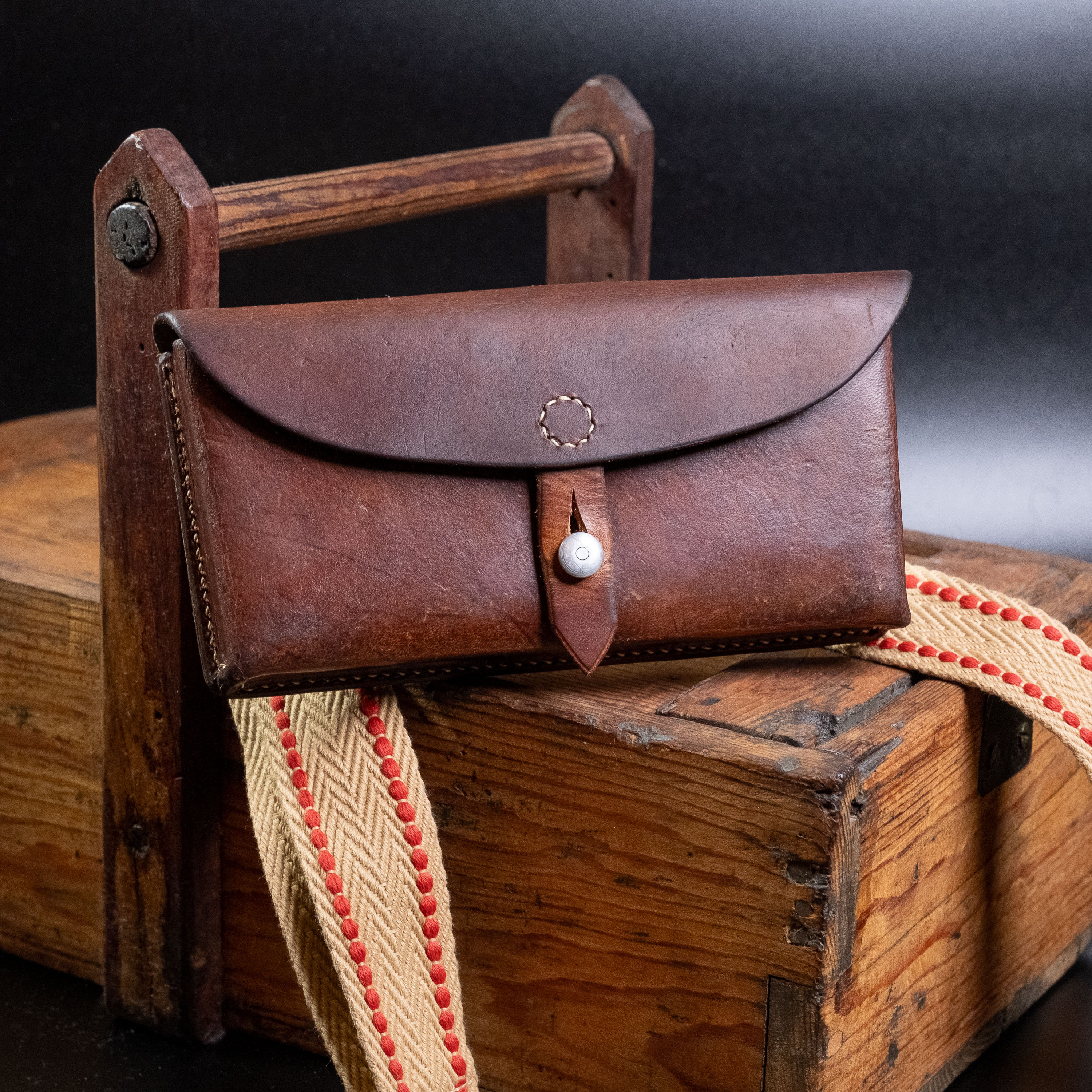 Unique Clutch-bag Vintage Swiss Army Leather Ammunition Pouch