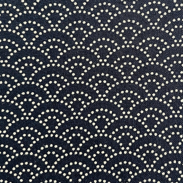 Traditional Japanese Wave II, "Seigaiha" or Clam Shell fabric, 100% Cotton Sheeting, Indigo Blue background, 44/45", Half Yard pre-cuts only