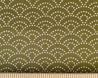 Traditional Japanese Wave II, "Seigaiha" or Clam Shell fabric, 100% Cotton Sheeting, Wasabi green background, 44/45", Half Yard