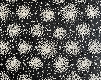 Echino fabric “Breeze” from “Patterns” by Etsuko Furuya for Kokka of Japan, black ground floral clusters Cotton/Linen Canvas, 43", Half Yard