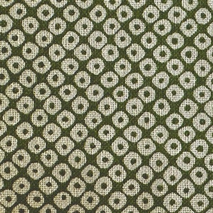 Japanese Shibori fabric, fish eye design, 100% Cotton Sheeting, olive green background , 44/45", Half Yard increment