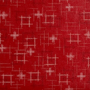 Japanese Geometric crosshatch design Fabric: Red Cotton Sheeting, All Cotton (Half Yard)