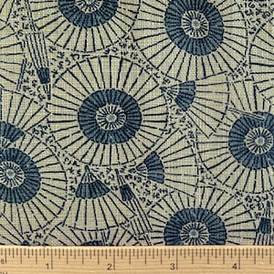 Nara Homespun Traditional Japanese Parasal design on Natural, All Cotton by Sevenberry Japan, Half Yard increments