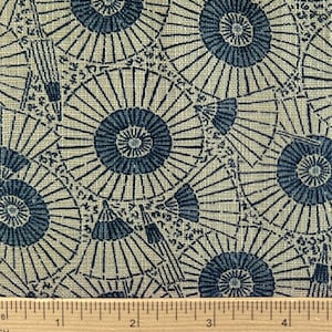 Nara Homespun Traditional Japanese Parasal design on Natural, All Cotton by Sevenberry Japan, Half Yard increments image 1