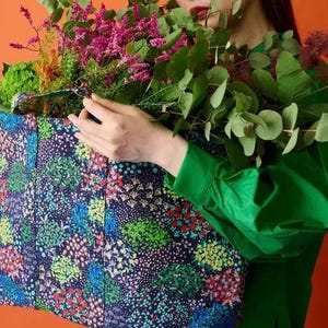 Echino Floral fabric “Sketch”  by Etsuko Furuya for Kokka Fabric Japan, Floral clusters, Cotton/Linen Canvas, 43&quot;, Priced by Half-Yard