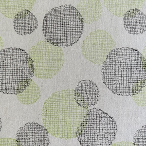 Petit Joli Dot Fabric, 45% cotton and 55 percent linen canvas, Black and Lime dots on natural ground, imported from Japan, 43-44", Half Yard