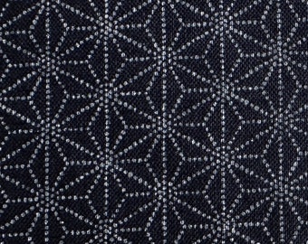 Imported Traditional Japanese stylized Asanoha hemp star design Fabric in Navy and cream, 100% Cotton Sheeting, 44/45", Half Yard