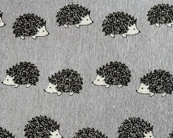 Hedgehog Linen/Cotton Canvas Fabric, Gray background, imported from Japan, 43", half yard