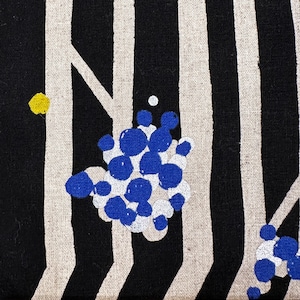 Echino geometric forest fabric “Nut” Collection by Etsuko Furuya for Kokka of Japan, Black background, Cotton/Linen Canvas, 43", Half Yard