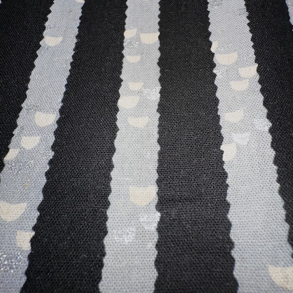 Echino fabric “Kigi” from “Patterns” Etsuko Furuya, Kokka Fabrics of Japan, Black/Gray stripe, Cotton/Linen Canvas, 43", 1/2 & 1 yard precut