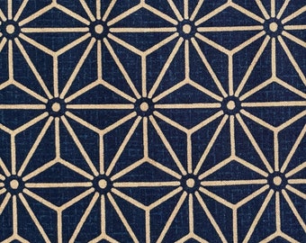 Japanese Asanoha or Hemp Star fabric, 100% Cotton Sheeting, Indigo Blue background, 44/45", Half Yard increment