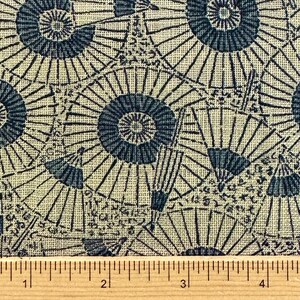 Nara Homespun Traditional Japanese Parasal design on Natural, All Cotton by Sevenberry Japan, Half Yard increments image 3