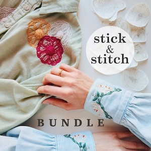 Motifs de broderie Stick and Stitch : lot de fleurs ou de dragons