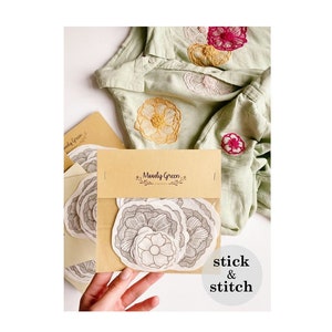 Stick and stitch hand embroidery pattern 10 pcs set: Floral bundle / water soluble stabilizer needlework designs