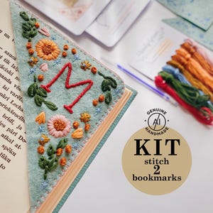 Hand Embroidery Bookmark Kit: Custom Letter Felt Corner (DIY)