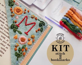 Hand Embroidery Bookmark Kit: Custom Letter Felt Corner (DIY)