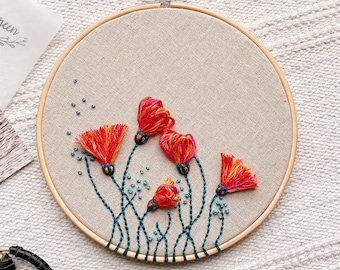 Spring Flowers Hand Embroidery Hoop Art / Original Design Floral Wall Decor