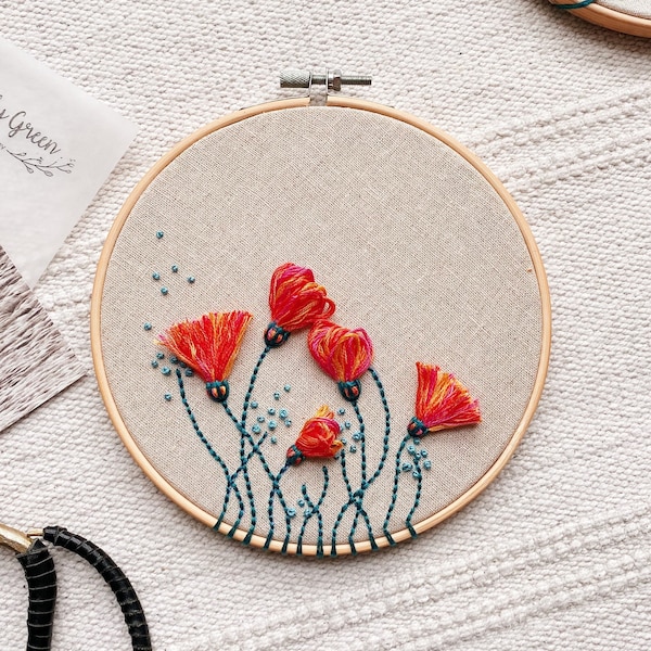 Spring Flowers Hand Embroidery Hoop Art / Original Design Floral Wall Decor