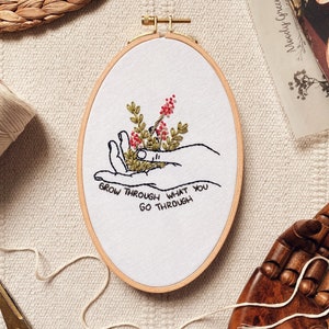 Hand Embroidery Hoop Art: Botanical Linen Wall Decor
