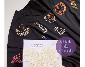 Autumn Embroidery Stickers: Whimsical Needlework Designs, 18 pcs