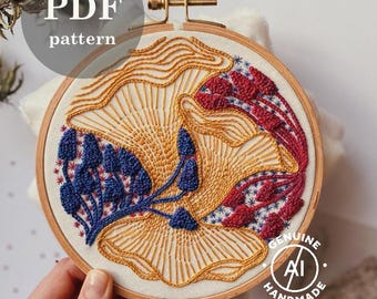 Mushroom Hand Embroidery Pattern: Whimsical Needlework DIY (PDF Download)