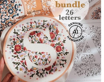 Tiny Flower Alphabet Hand Embroidery Pattern: DIY Monogram (Digital PDF)