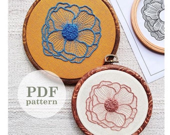 Blooming Flower Hand Embroidery Pattern / Digital PDF Download / Instant Download Easy Hand Embroidery Pattern Flower/ Beginner DIY Hoop Art