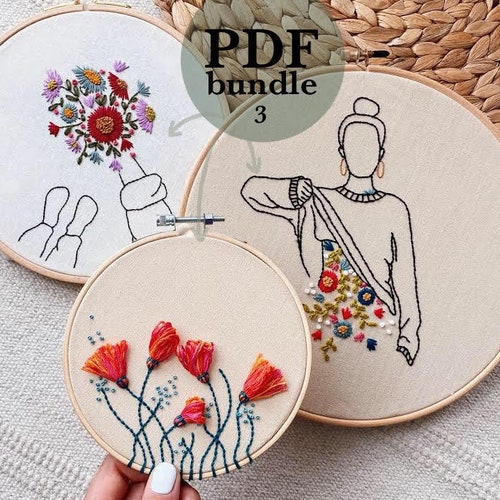 Flower Bouquet Hand Embroidery Pattern / Easy Digital PDF | Etsy