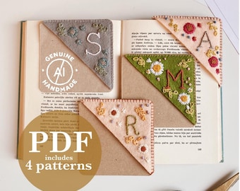 Embroidered Corner Bookmark PDF Pattern: DIY Personalized Felt Page Holder (Digital Download)