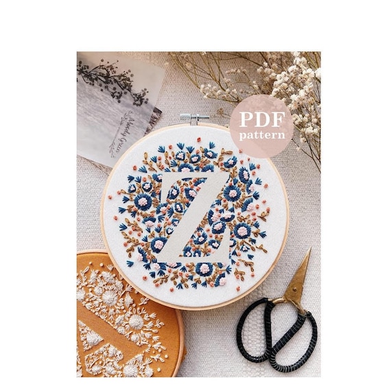 Tiny Flower Letter Z Hand Embroidery Pattern: Detailed DIY