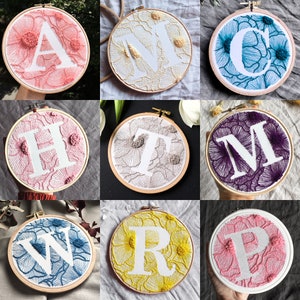 Personalized Hand Embroidery Monogram Hoop / Custom initial hand stitched wall decor image 7