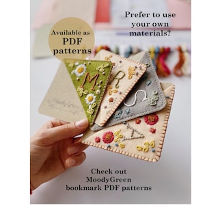 Hand Embroidery Bookmark Kit: DIY Felt Corner, Custom Letter, set of two image 11