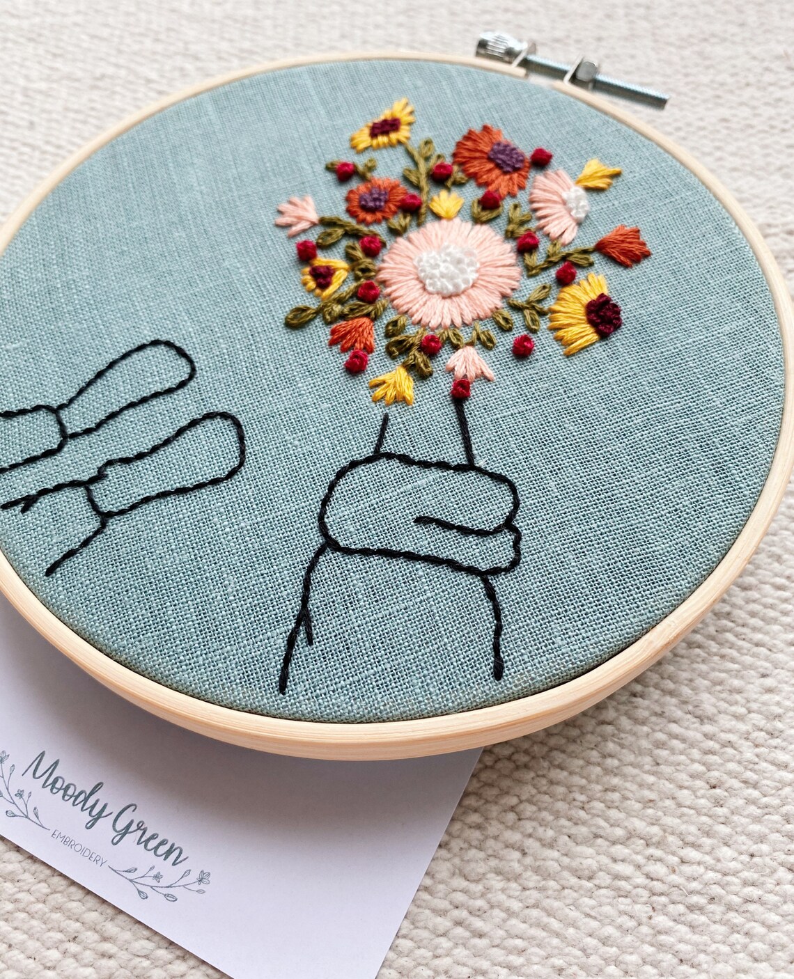 Flower Bouquet Hand Embroidery Hoop / Modern Hand Embroidery Etsy