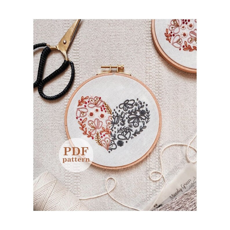 Floral Heart Hand Embroidery Pattern: Beginner DIY (digital PDF ...