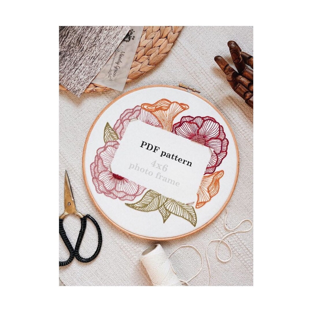 Photo Frame 4x6 Hand Embroidery Pattern: Surrounded by Nature / Easy ...