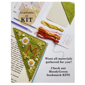 Embroidered Corner Bookmark PDF Pattern: DIY Personalized Felt Page ...