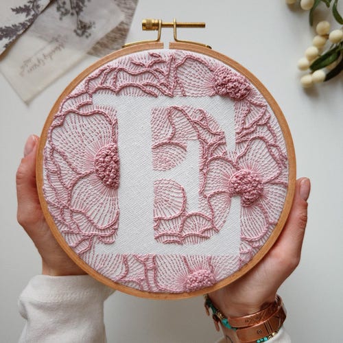 Personalized Hand Embroidery Monogram Hoop / Custom Initial Floral