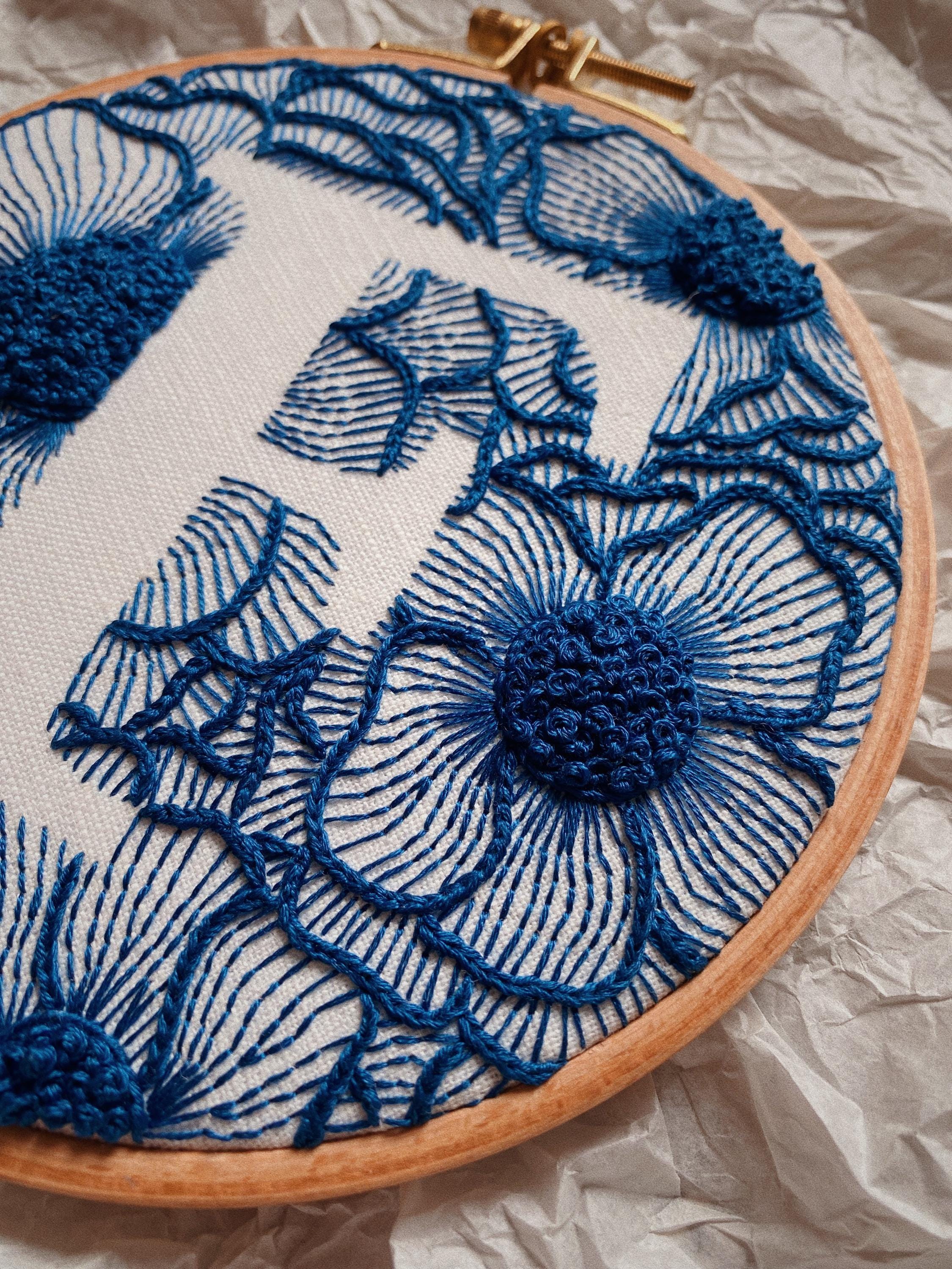 Personalized Hand Embroidery Monogram Hoop / Custom Initial Floral